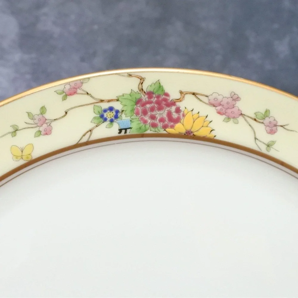 Antique Lenox Mandarin Floral Porcelain Chop Plate Round Serving Platter
